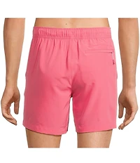 Caribbean Big & Tall Palmsway 8#double; Solid Swim Trunks