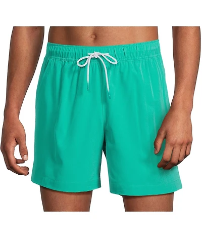 Caribbean Big & Tall Palmsway 8#double; Solid Swim Trunks