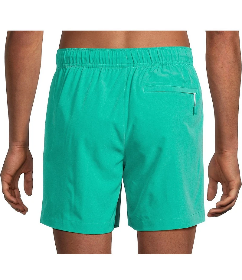 Caribbean Big & Tall Palmsway 8#double; Solid Swim Trunks