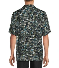 Caribbean Big & Tall Patchwork Print Short Sleeve Woven Camp Shirt