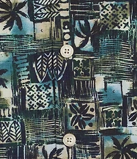 Caribbean Big & Tall Patchwork Print Short Sleeve Woven Camp Shirt