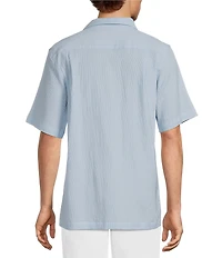 Caribbean Big & Tall Seersucker Short Sleeve Woven Camp Shirt