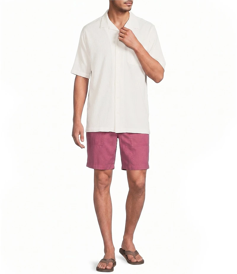 Caribbean Big & Tall Seersucker Short Sleeve Woven Camp Shirt