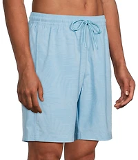 Caribbean Big & Tall Shadow Palm Print 8#double; Inseam Swim Trunks