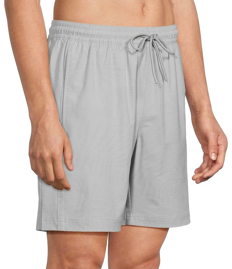 Caribbean Big & Tall Shadow Palm Print 8#double; Inseam Swim Trunks
