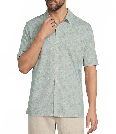 Caribbean Big & Tall Short Sleeve Floral Print Woven Shirt