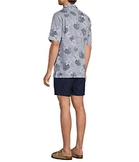 Caribbean Big & Tall Short Sleeve Leaf Print Woven Camp Shirt