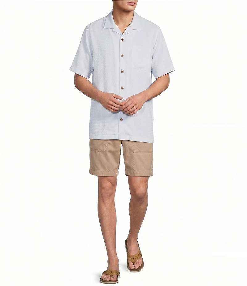 Caribbean Big & Tall Short Sleeve Micro Print Woven Camp Shirt