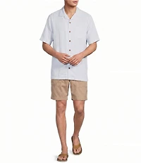 Caribbean Big & Tall Short Sleeve Micro Print Woven Camp Shirt