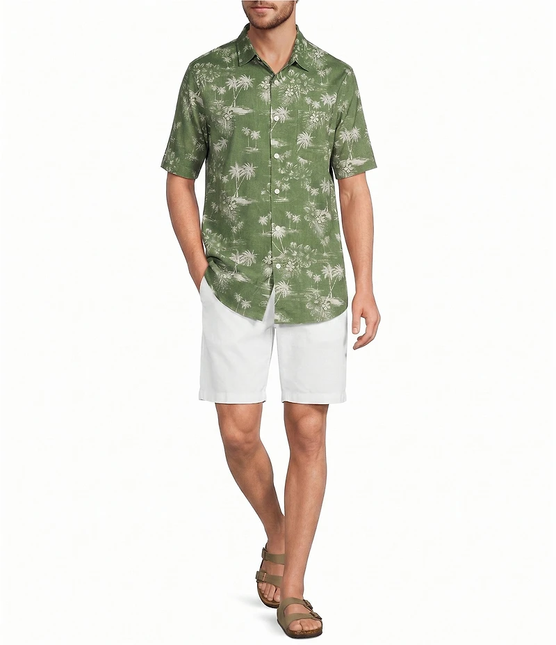 Caribbean Big & Tall Short Sleeve Tree Print Woven Shirt