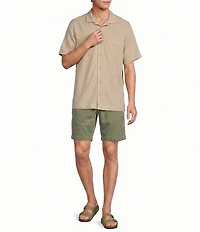 Caribbean Big & Tall Solid Cross Hatch Short Sleeve Woven Camp Shirt