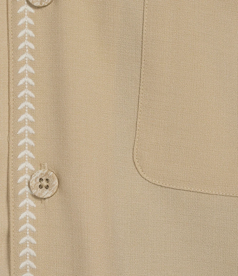 Caribbean Big & Tall Solid Cross Hatch Short Sleeve Woven Camp Shirt