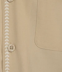 Caribbean Big & Tall Solid Cross Hatch Short Sleeve Woven Camp Shirt