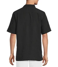 Caribbean Big & Tall Solid Jacquard Short Sleeve Woven Shirt