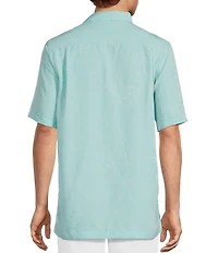 Caribbean Big & Tall Solid Jacquard Short Sleeve Woven Shirt