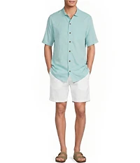 Caribbean Big & Tall Solid Jacquard Short Sleeve Woven Shirt