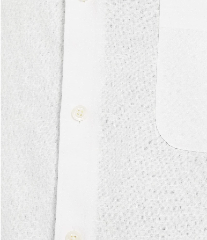 Caribbean Big & Tall Solid Short Sleeve Linen Blend Woven Shirt