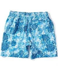 Caribbean Big & Tall Textured Grid 6#double; Inseam Swim Trunks