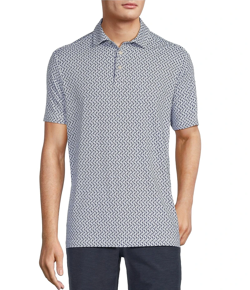 Caribbean Big & Tall Toucan Print Performance Stretch Short Sleeve Polo Shirt