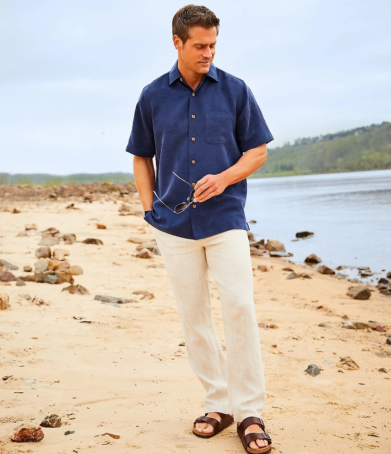 Caribbean Bird of Paradise Textured Short Sleeve Woven Shirt