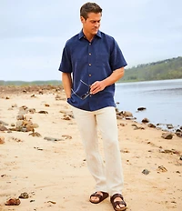 Caribbean Bird of Paradise Textured Short Sleeve Woven Shirt