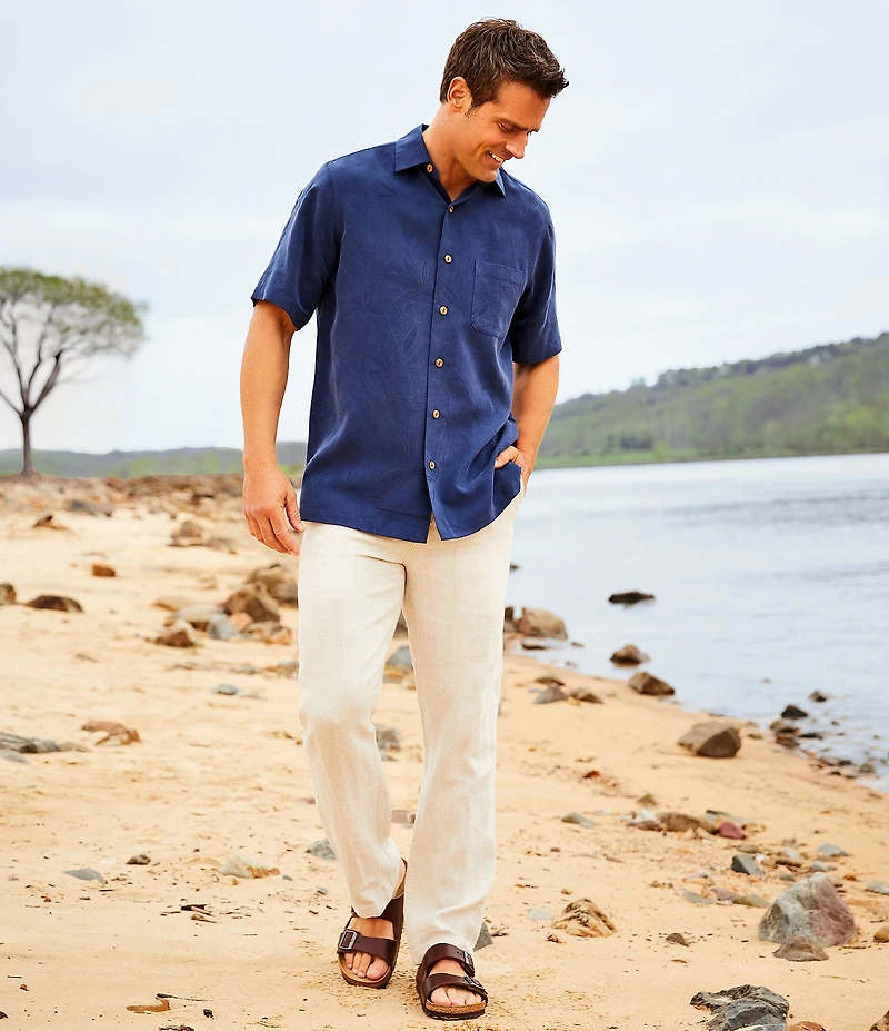 Caribbean Bird of Paradise Textured Short Sleeve Woven Shirt