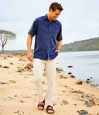 Caribbean Bird of Paradise Textured Short Sleeve Woven Shirt