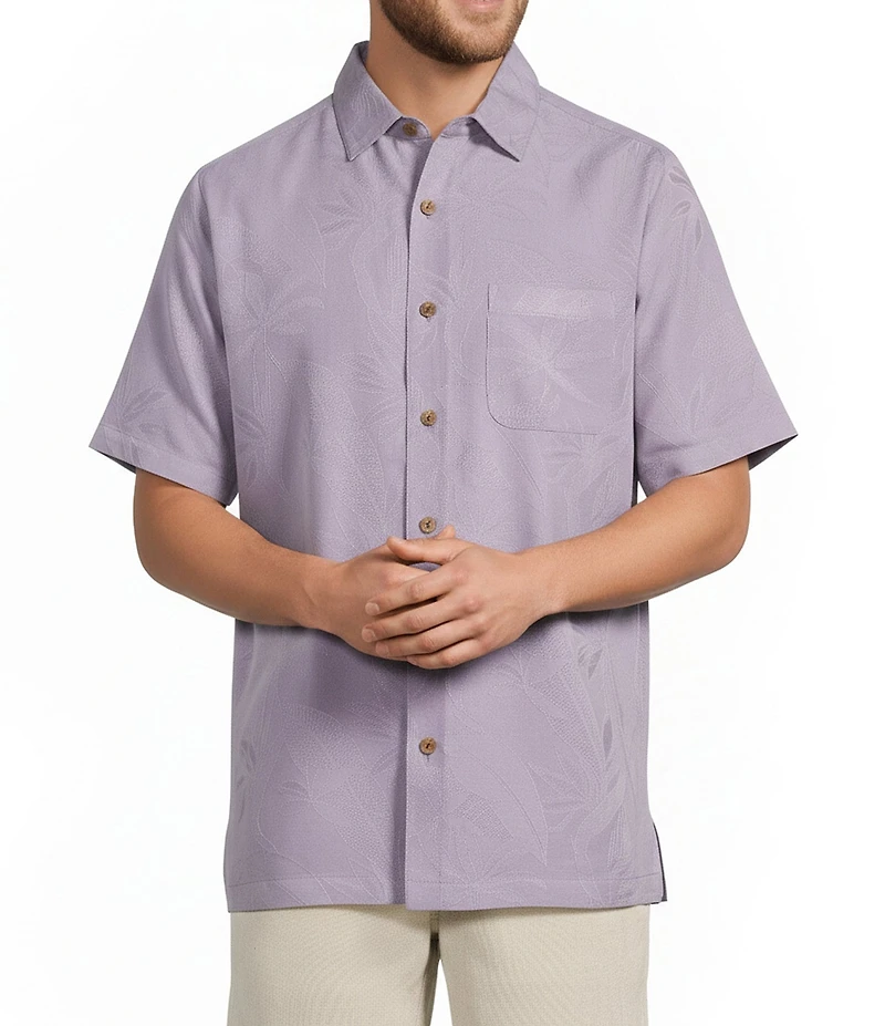 Caribbean Bird of Paradise Textured Short Sleeve Woven Shirt