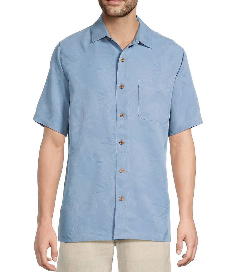 Caribbean Bird of Paradise Textured Short Sleeve Woven Shirt