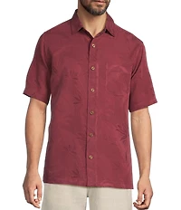 Caribbean Bird of Paradise Textured Short Sleeve Woven Shirt