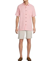 Caribbean Bird of Paradise Textured Short Sleeve Woven Shirt