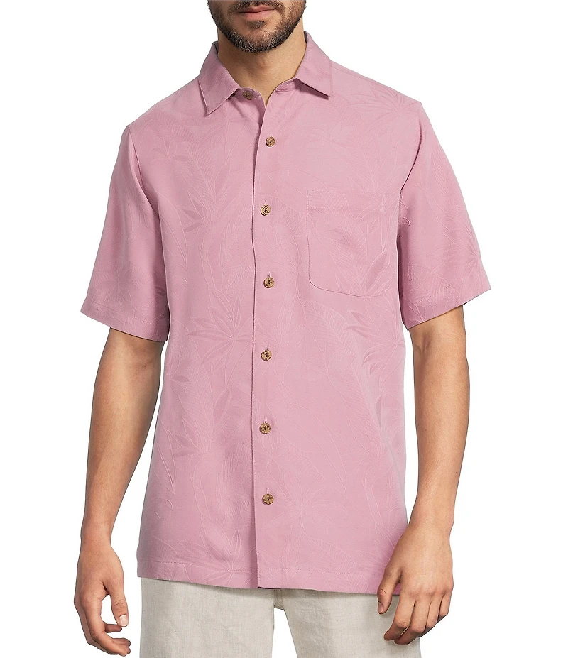 Caribbean Bird of Paradise Textured Short Sleeve Woven Shirt