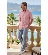 Caribbean Bird of Paradise Textured Short Sleeve Woven Shirt