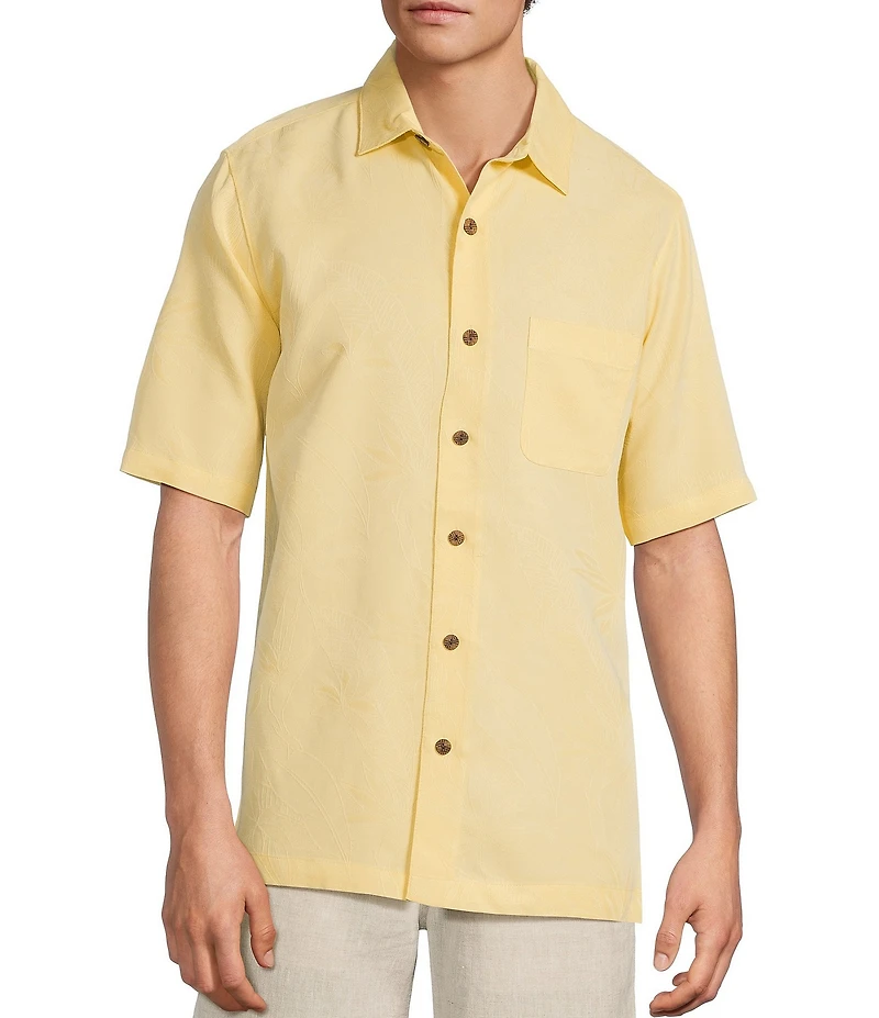 Caribbean Bird of Paradise Textured Short Sleeve Woven Shirt