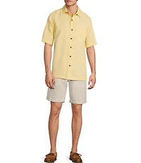 Caribbean Bird of Paradise Textured Short Sleeve Woven Shirt