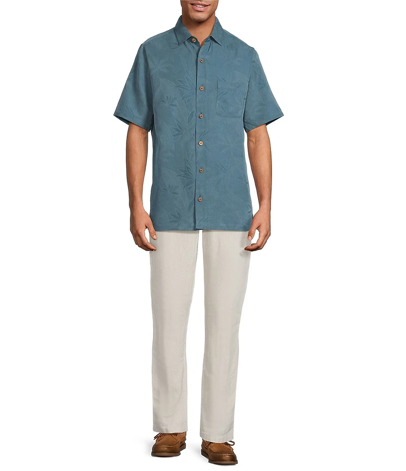 Caribbean Bird of Paradise Textured Short Sleeve Woven Shirt