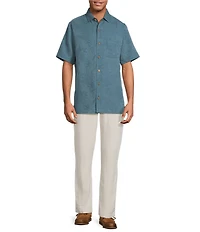 Caribbean Bird of Paradise Textured Short Sleeve Woven Shirt