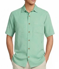 Caribbean Bird of Paradise Textured Short Sleeve Woven Shirt