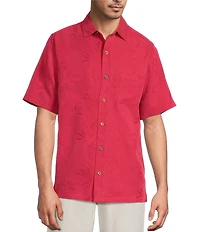 Caribbean Bird of Paradise Textured Short Sleeve Woven Shirt