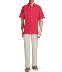 Caribbean Bird of Paradise Textured Short Sleeve Woven Shirt