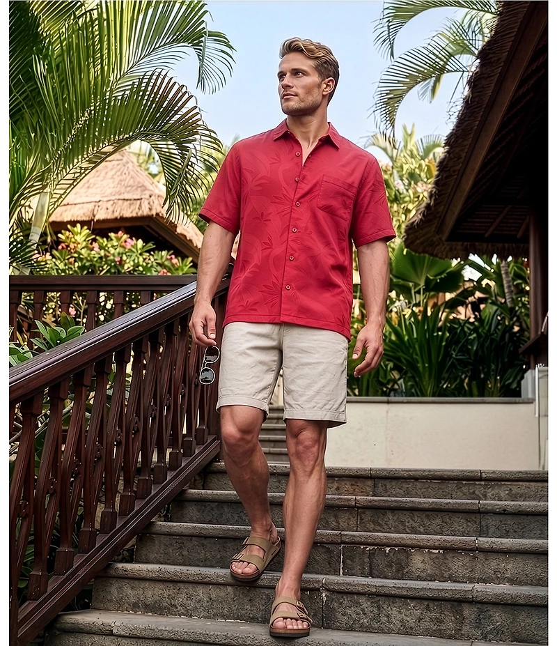 Caribbean Bird of Paradise Textured Short Sleeve Woven Shirt