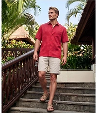 Caribbean Bird of Paradise Textured Short Sleeve Woven Shirt