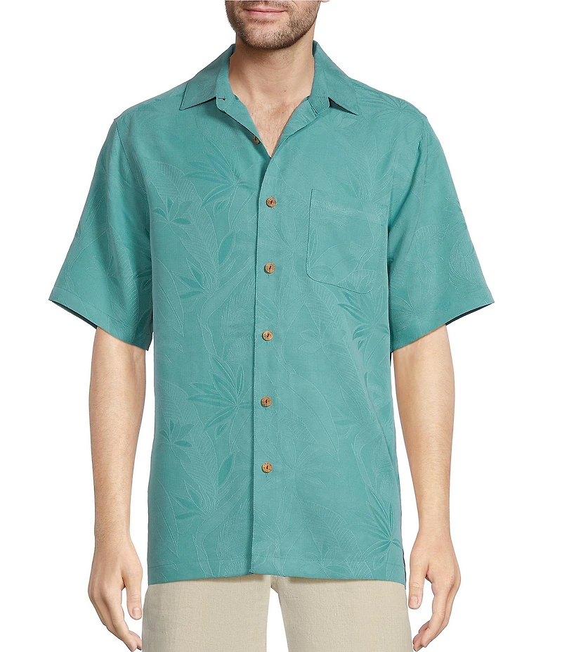 Caribbean Bird of Paradise Textured Short Sleeve Woven Shirt