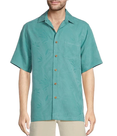 Caribbean Bird of Paradise Textured Short Sleeve Woven Shirt