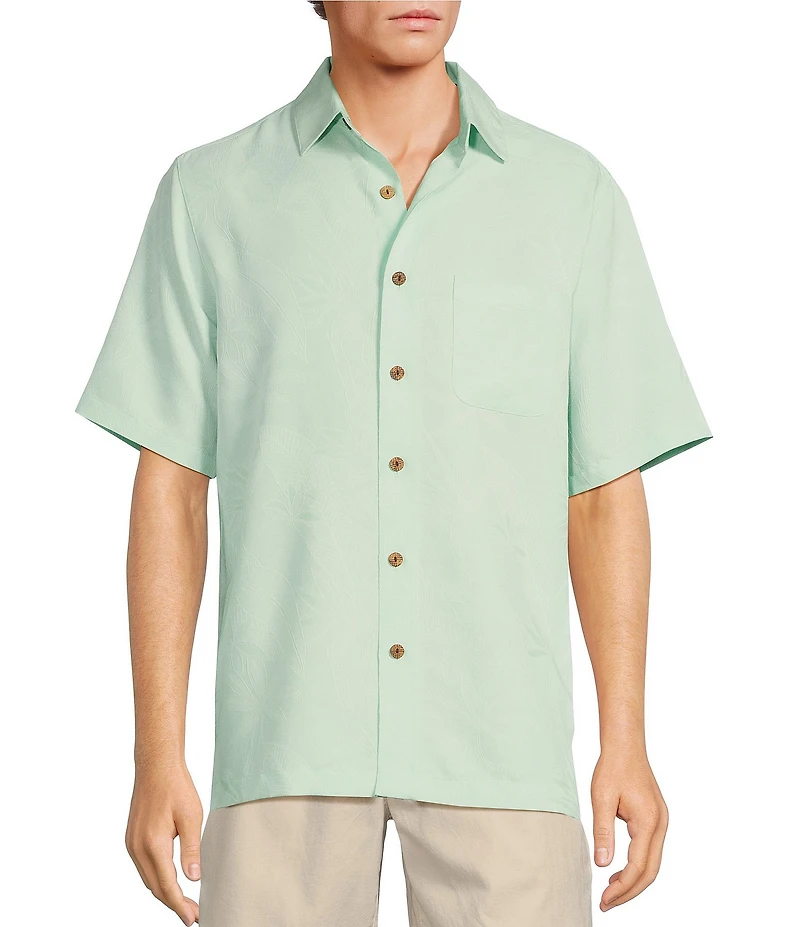 Caribbean Bird of Paradise Textured Short Sleeve Woven Shirt