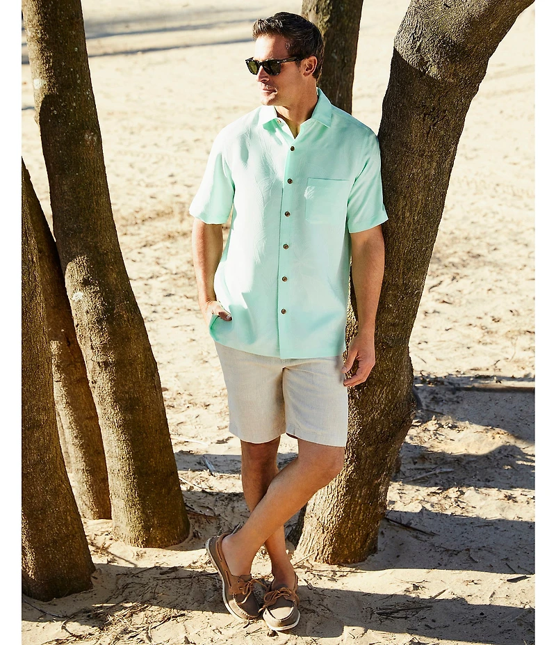 Caribbean Bird of Paradise Textured Short Sleeve Woven Shirt