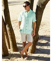Caribbean Bird of Paradise Textured Short Sleeve Woven Shirt