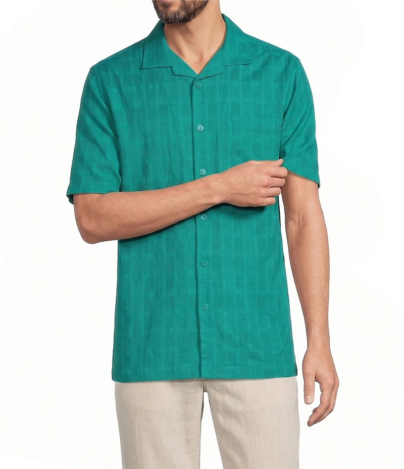 Caribbean Camp Texture Solid Short Sleeve Woven Shirt