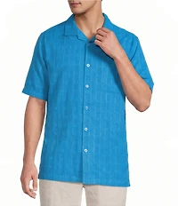 Caribbean Camp Texture Solid Short Sleeve Woven Shirt
