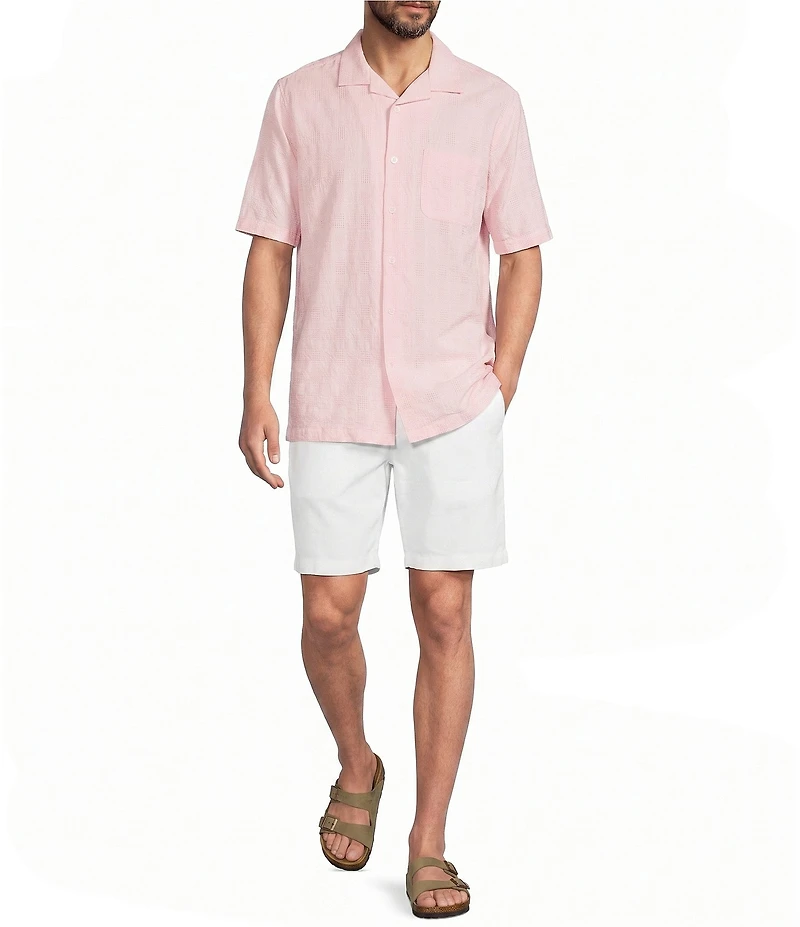 Caribbean Camp Texture Solid Short Sleeve Woven Shirt